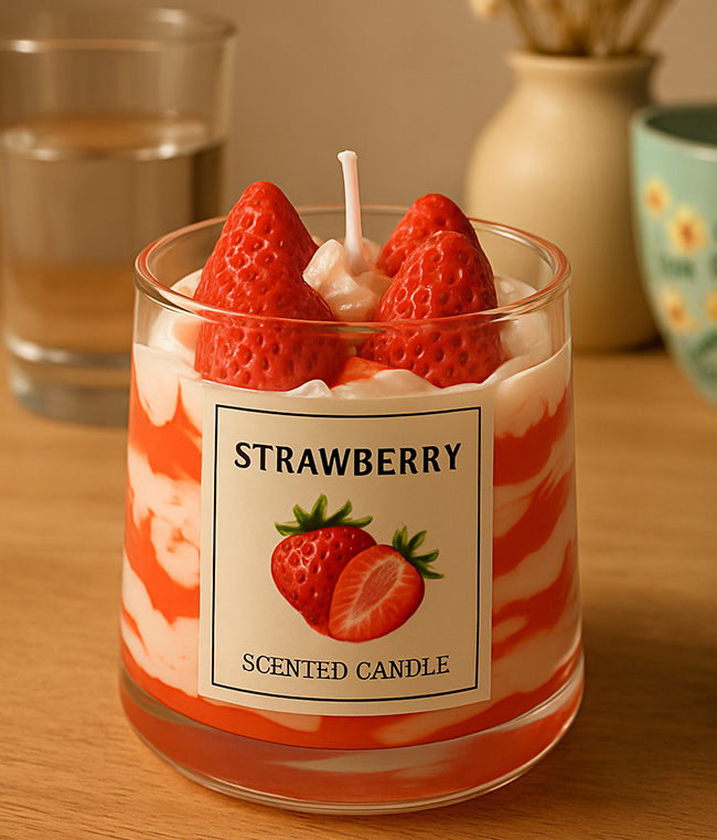 modern ve minimalist tasarım meyve desenli mumlar